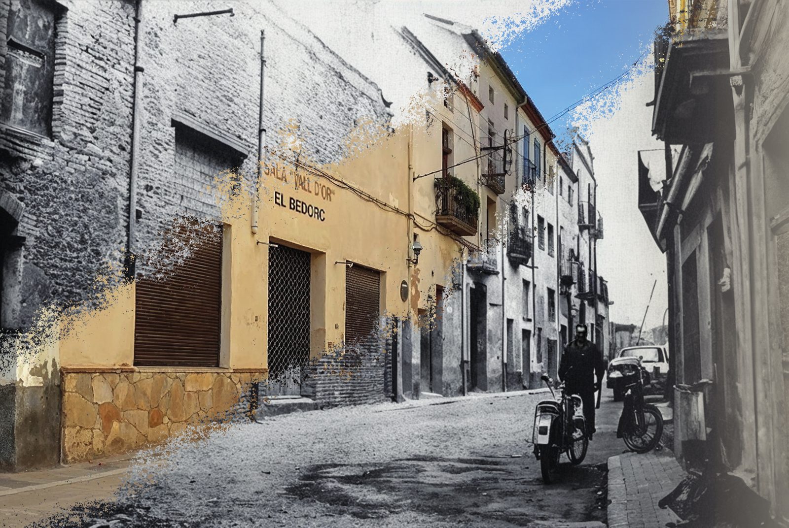 Carrer del Bedorc, foto antiga que es fon amb la foto actual